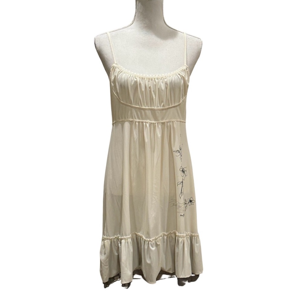 NWT Sun Light Paris Spaghetti Straps Ruffled Slip Dress. Large. Made in France.